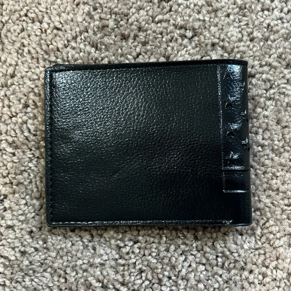 Black Leather Wallet - American Flag Style
